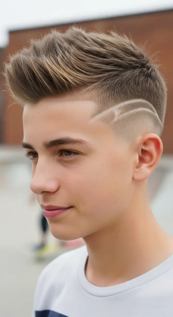 16 Best Teenage Haircuts to Keep Your Style Fresh and Trendy 10 spiky-fade-with-line-design