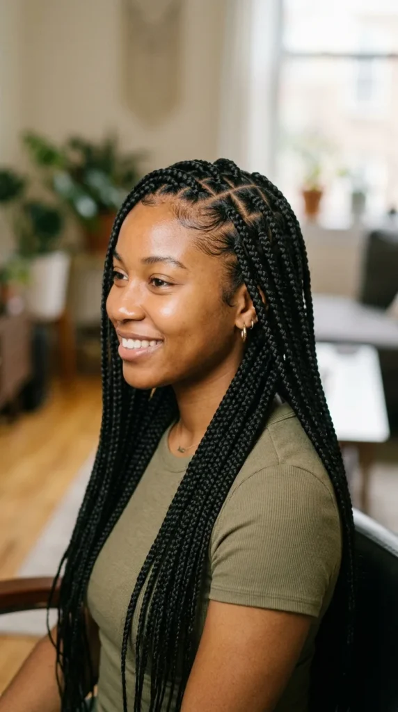 15 Hottest Braided Hairstyles for Black Women That Look Stunning 4 knotless-braids