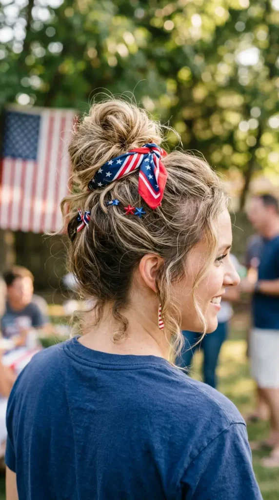 messy-patriotic-top-knot