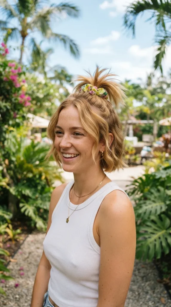 palm-tree-ponytail-for-short-hair