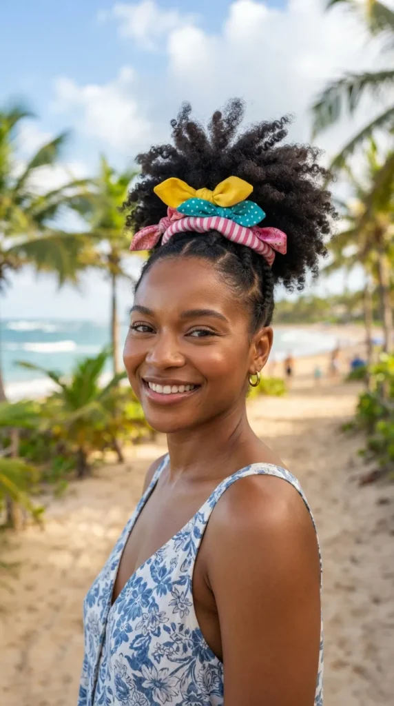 palm-tree-ponytail-with-colorful-bows